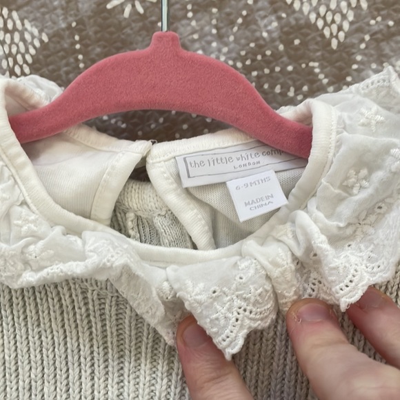 The Little White Company Sweater Dress with White Ruffled Blouse - Picture 2 of 3